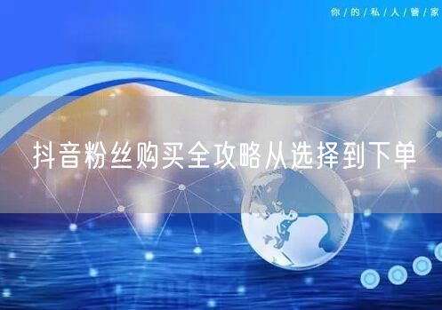 抖音粉丝购买全攻略从选择到下单